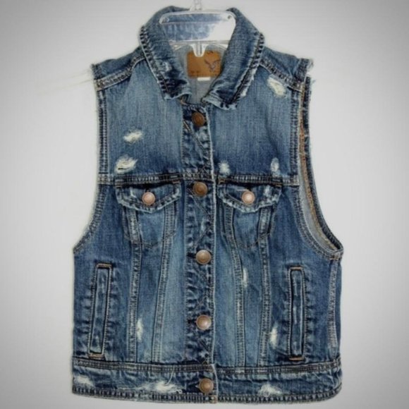 American Eagle Outfitters Jackets & Blazers - American Eagle distressed jean vest